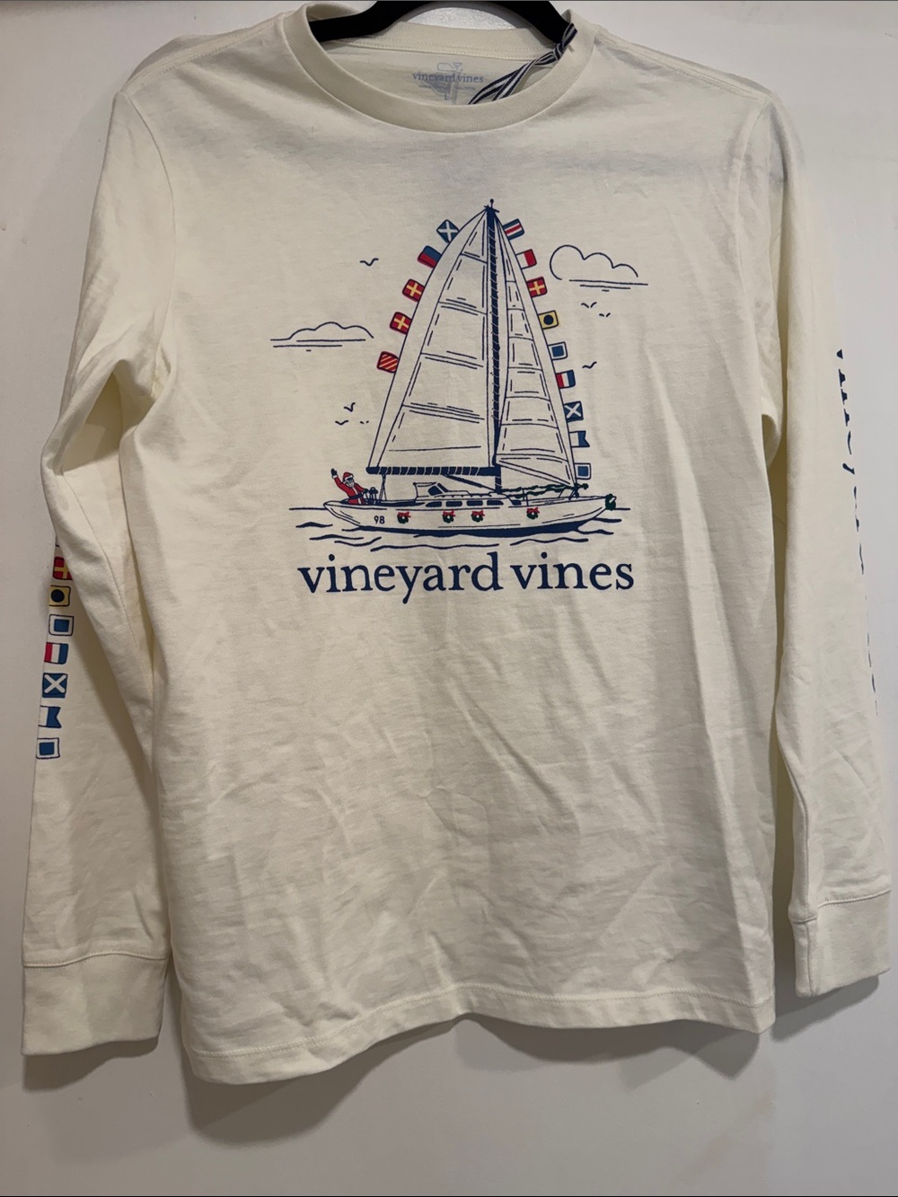 Vineyard Vines Nautical Xmas Long Sleeve Tee Size Boys Large fits Women Small